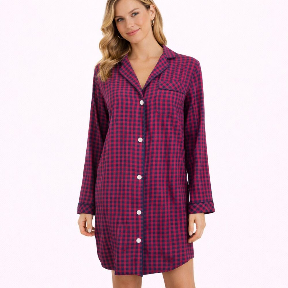 Madewell Bedtime Nightshirt Gingham Check Print PJs L
